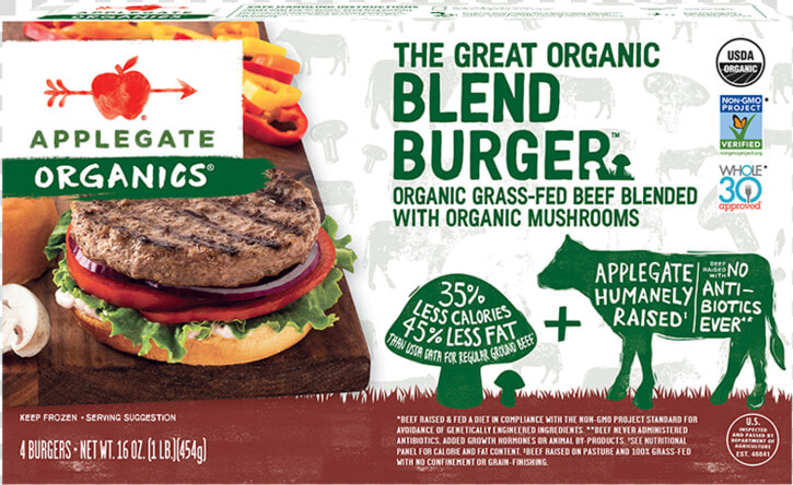 2   Applegate Organic Blend Burger  HD Png DownloadTransparent PNG