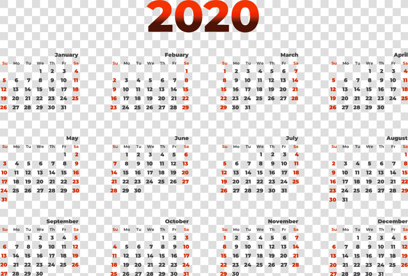 2020 Calendar Transparent Image   Free Printable 2020 Calendar  HD Png DownloadTransparent PNG