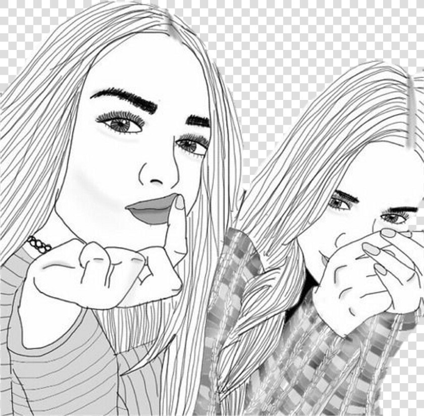 Friends Tumblr Outlines Girls Chicas   Desenhos Tumblr Para Colorir De Melhores Amigas  HD Png DownloadTransparent PNG