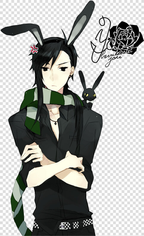 Guy With Bunny Ears Anime   Png Download   Black Bunny Anime Boy  Transparent PngTransparent PNG