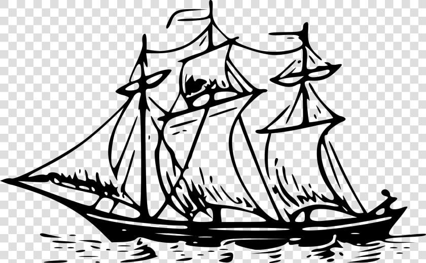 Drawn Boat Yacht   Three Masted Ship Drawing  HD Png DownloadTransparent PNG