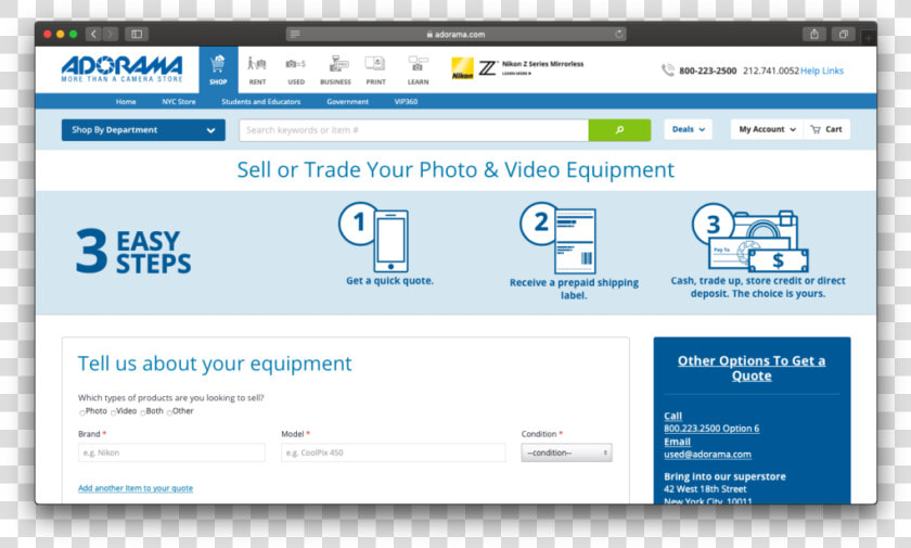 Sell Or Trade Camera Gear On Adorama   Adorama  HD Png DownloadTransparent PNG