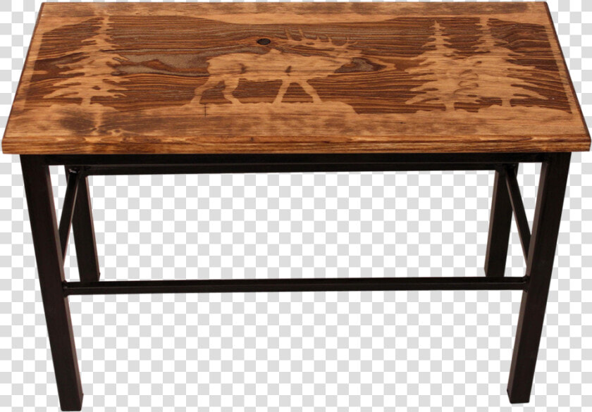 Cabin Bench Seat Rustic Elk Scene Wood Iron 24x11x17   Bench  HD Png DownloadTransparent PNG