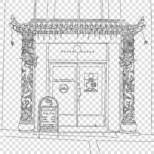 Restaurant Entrance Vector Drawing   Drawing Restaurant Black And White  HD Png DownloadTransparent PNG