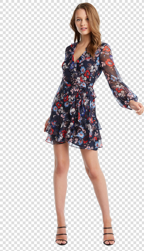 Frill Floral Dress In Colour Amparo Blue   Bardot Frill Floral Dress  HD Png DownloadTransparent PNG