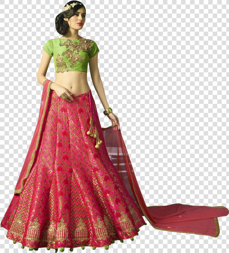 Pink And Green Party Lehenga   Png Download   Indian Model Lehenga Png  Transparent PngTransparent PNG