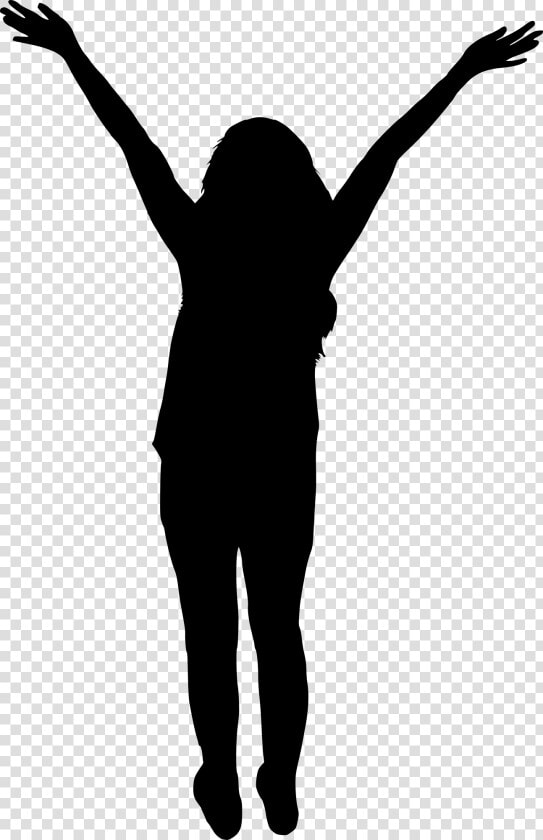 9 People With Hands Up Silhouette   Woman Silhouette Hands Up  HD Png DownloadTransparent PNG