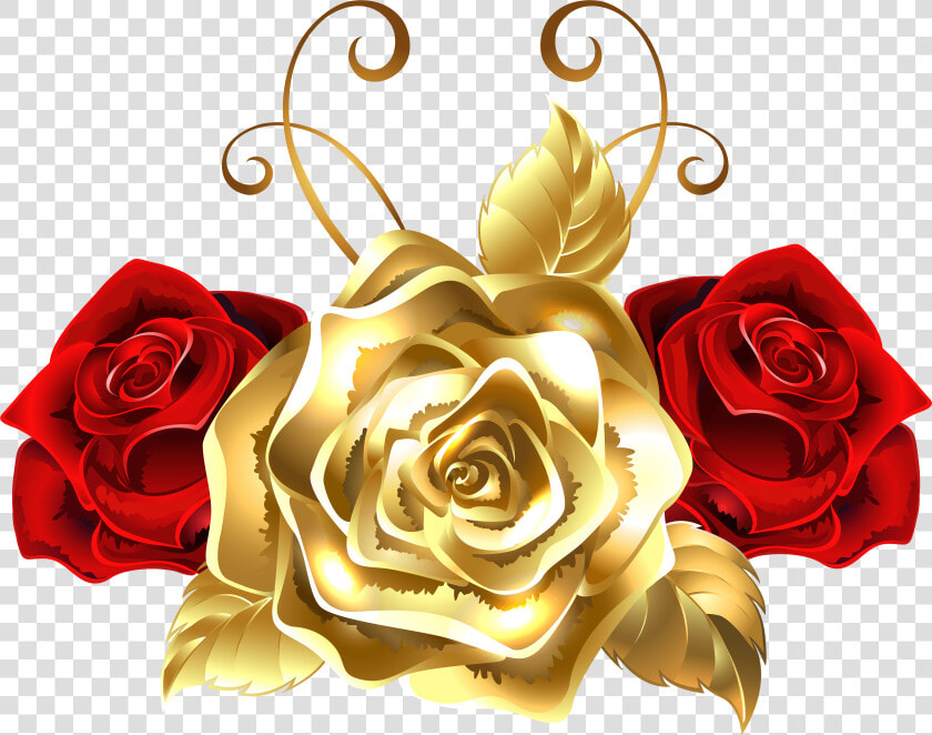 Gold And Red Roses Png Clip Art Image   Gold And Red Roses  Transparent PngTransparent PNG