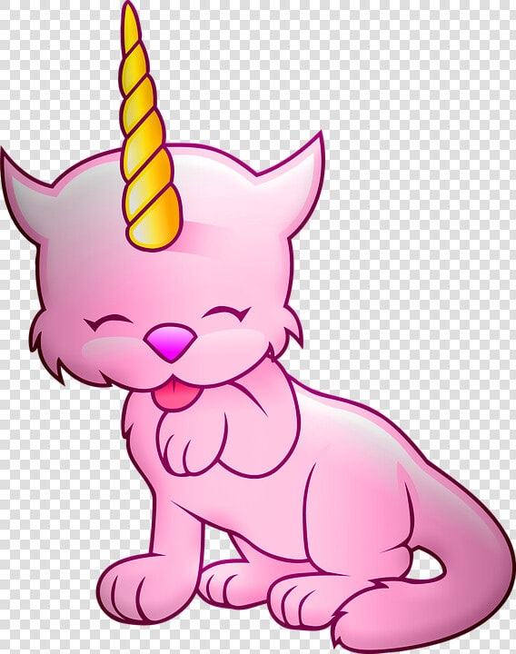 Caticorn  Unicorn  Cat  Horn  Fantasy  Cute  Pink    Cat Unicorn Black And White  HD Png DownloadTransparent PNG