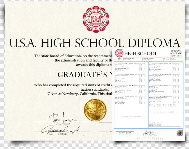 Fake Usa High School Diploma And Transcript   Usa High School Diploma Certificate  HD Png DownloadTransparent PNG