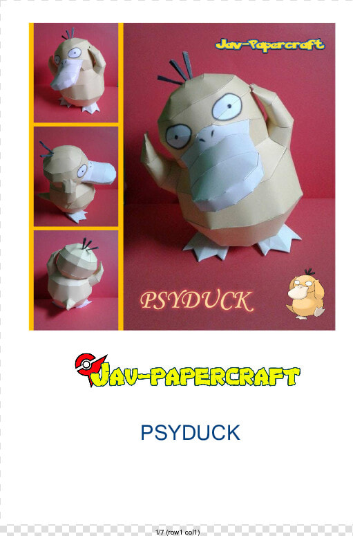 Pokemon Papercraft Psyduck  HD Png DownloadTransparent PNG