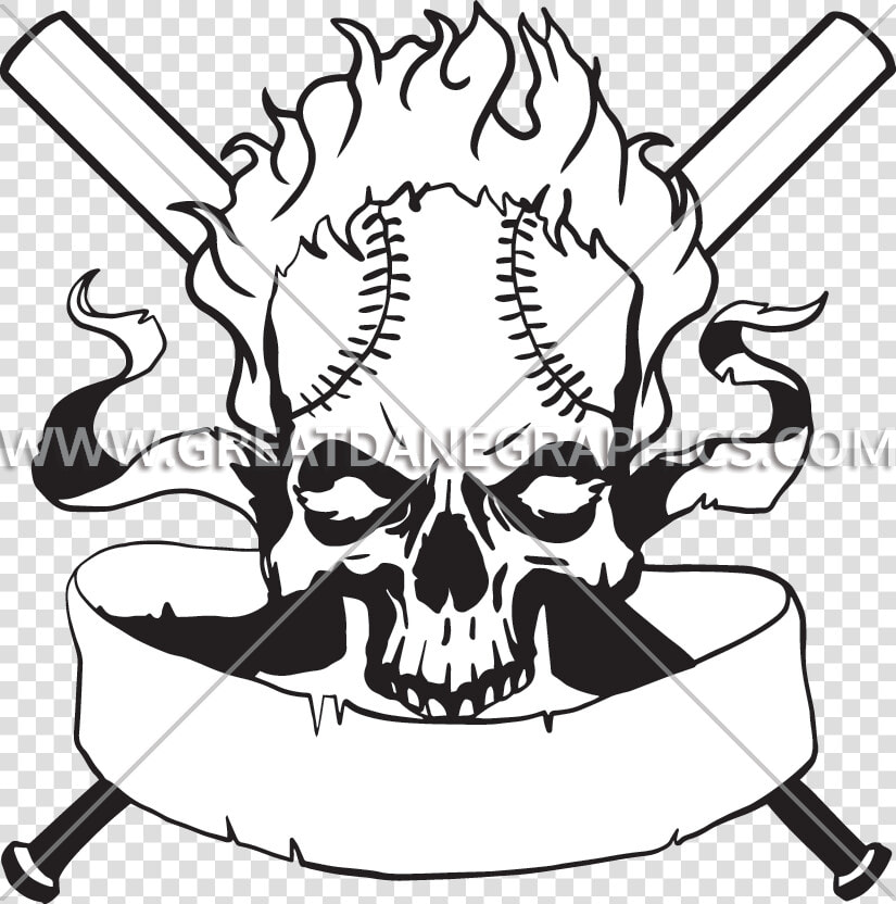 Baseball Skull Clipart Graphic Transparent Library   Black And White Baseball Clipart  HD Png DownloadTransparent PNG