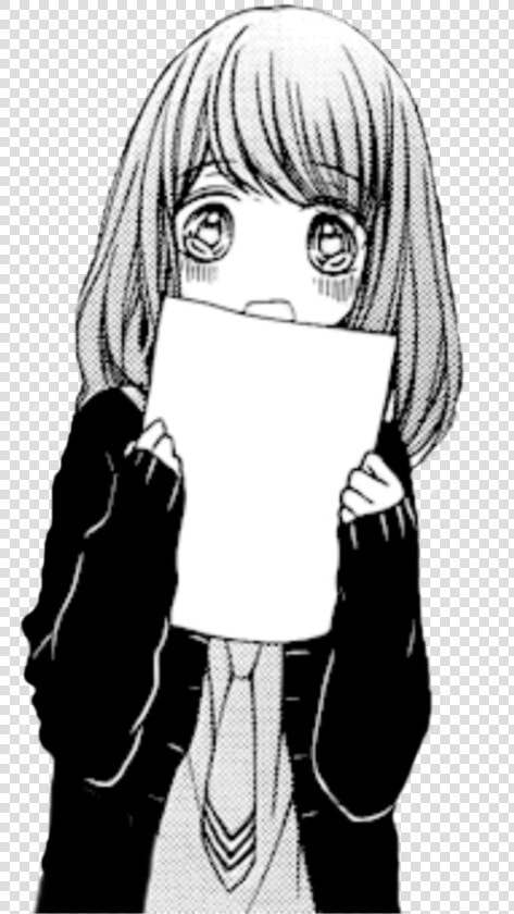  shy  anime  girl  sad  cute  glitch  blackandwhite   Anime Black And White  HD Png DownloadTransparent PNG