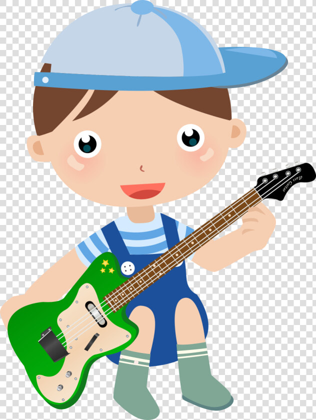 Boy Little Cartoon Guitar Child Playing Clipart   Guitar Playing Baby Cartoon  HD Png DownloadTransparent PNG