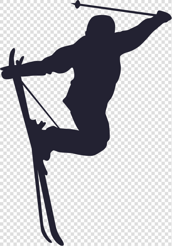 Silhouette Skiing Ski Jumping Sport   Clip Art Skier Silhouette  HD Png DownloadTransparent PNG