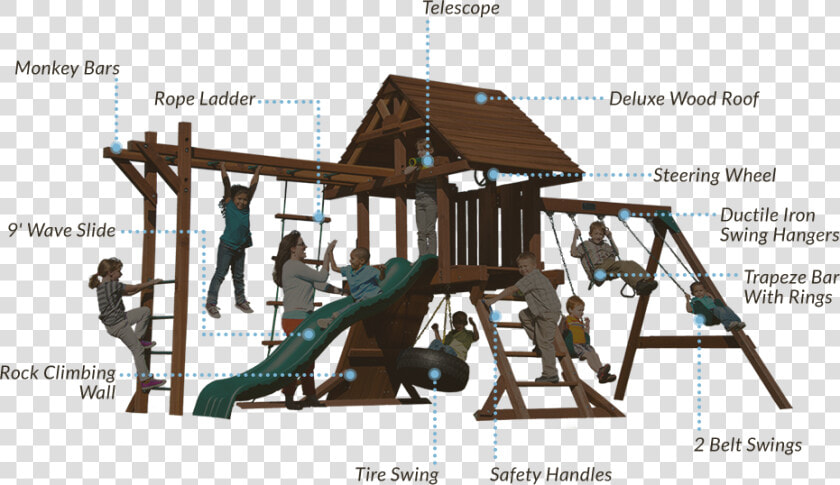 Wood Swing Set With Monkey Bars And Tire Swing  HD Png DownloadTransparent PNG