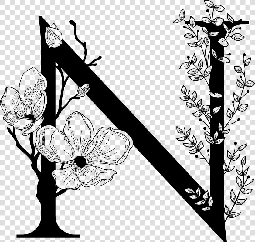 A Mad Pursuit   Letter N Flower Drawing  HD Png DownloadTransparent PNG