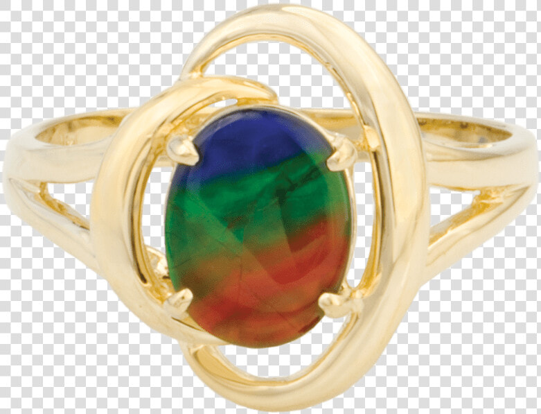 Rosalind 14k Yellow Gold Openwork Ring By Korite Ammolite   Ammolite  HD Png DownloadTransparent PNG