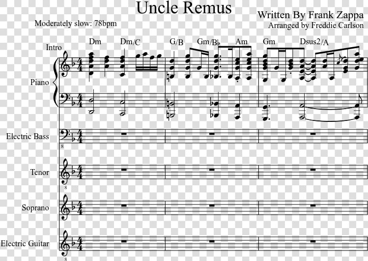 Transparent Frank Zappa Png   Frank Zappa Uncle Remus Piano Sheet Music  Png DownloadTransparent PNG