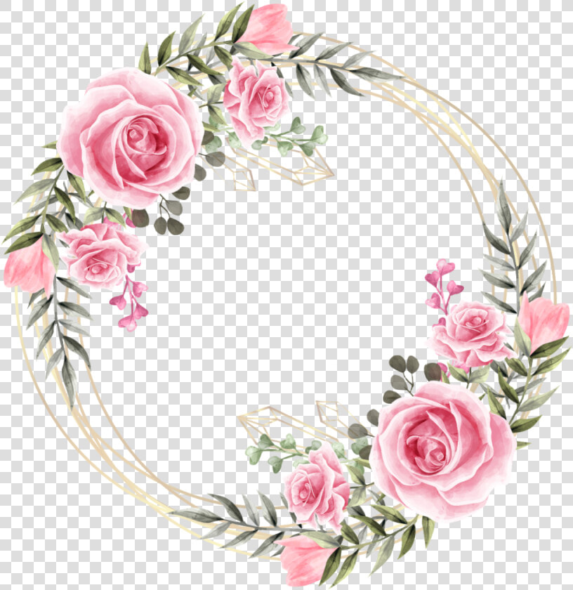  rose  circle  flower  floral  frame  gold  glitter   Flower  HD Png DownloadTransparent PNG