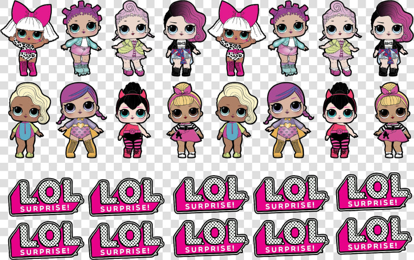 26x Lol Surprise Edible Cake Toppers 50mm Cupcake Decorating   Cartoon  HD Png DownloadTransparent PNG