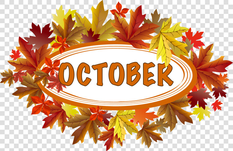 Picture Of The Word October Surrounded By Leaves   October Clipart  HD Png DownloadTransparent PNG