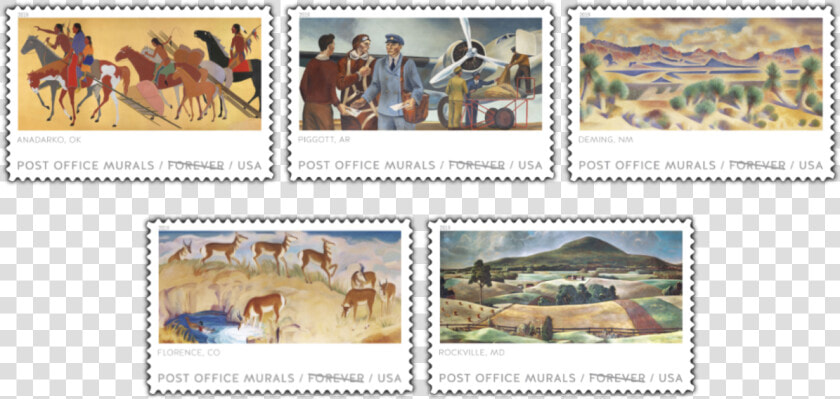 Post Office Murals   Postage Stamp  HD Png DownloadTransparent PNG