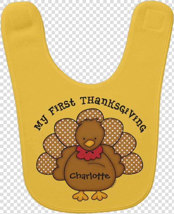 First Thanksgiving Personalized Baby Bib   Cartoon  HD Png DownloadTransparent PNG