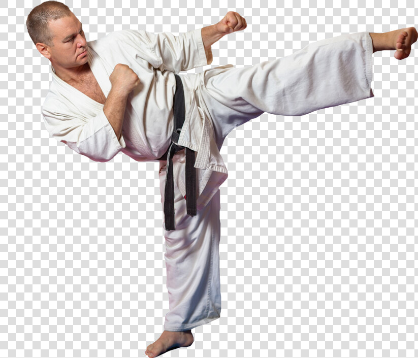 Man Kicking   Karate Kick Position  HD Png DownloadTransparent PNG