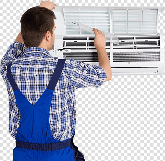 Male Technician Repairing And Cleaning Ac   Ac Repairing Transparent  HD Png DownloadTransparent PNG