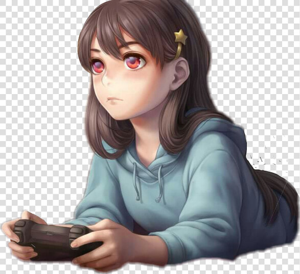 Gamergirl Anime Ps4 Playstation Playstation4   Anime Gamer Girl Brown Hair  HD Png DownloadTransparent PNG