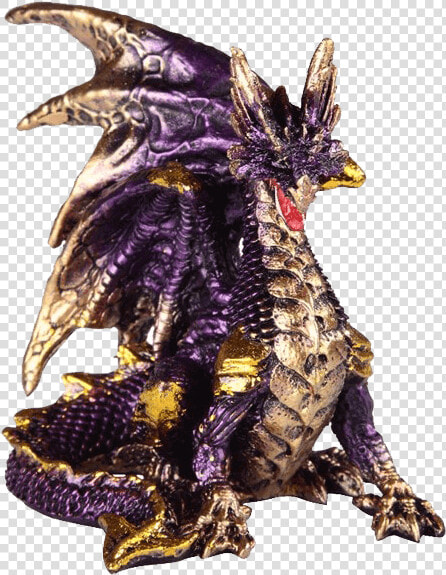 Small Seated Amethyst And Gold Dragon Statue   Small Dragon Statues  HD Png DownloadTransparent PNG