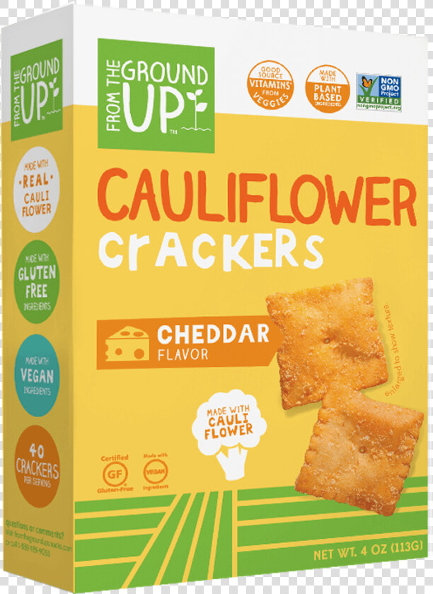 Cauliflower Crackers Cheddar   Cauliflower Crackers From The Ground Up  HD Png DownloadTransparent PNG