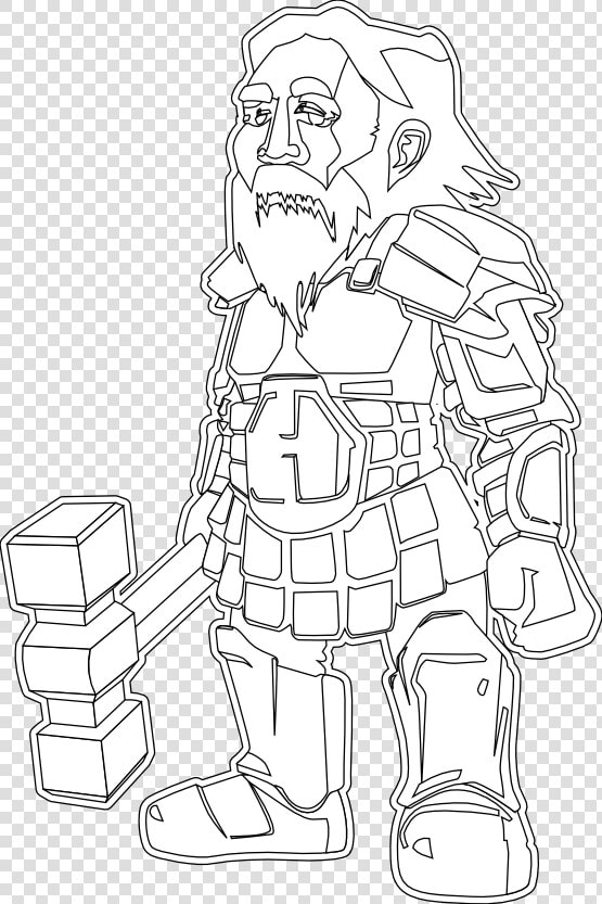 Dwarf Warrior Black White Line Art Christmas Xmas Toy   Illustration  HD Png DownloadTransparent PNG