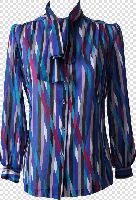 Blue Graphic Button Up Blouse By Teddi Of California   Blouse  HD Png DownloadTransparent PNG