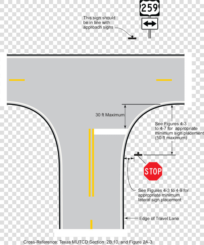 Stop yield Sign Lateral Placement At A wide Throat   50 Ft From Stop Sign  HD Png DownloadTransparent PNG