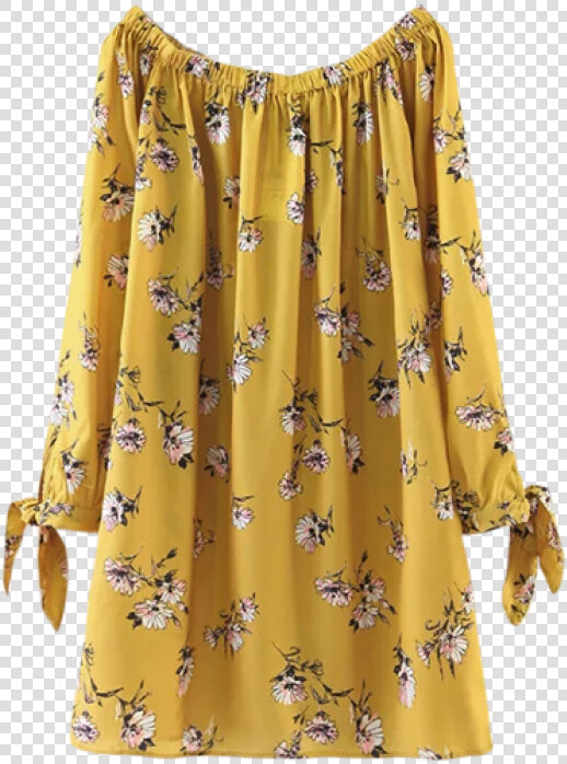 29  Off  2019 Floral Off Shoulder Shift Dress In Yellow   Stylish Top Neck Designs  HD Png DownloadTransparent PNG