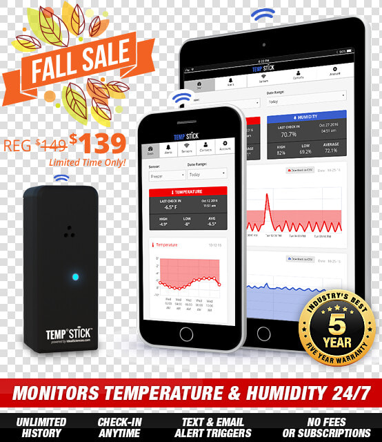 Temp Stick Wifi Temperature Monitor By Ideal Sciences   Temperature Sensor Wifi Phone  HD Png DownloadTransparent PNG