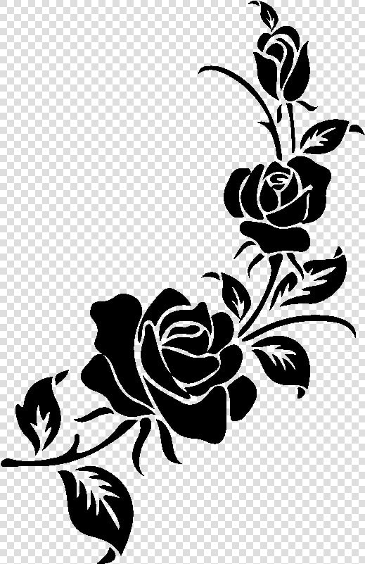 Floral Design Silhouette Motif Pattern   Flower Pattern Design Black And White  HD Png DownloadTransparent PNG