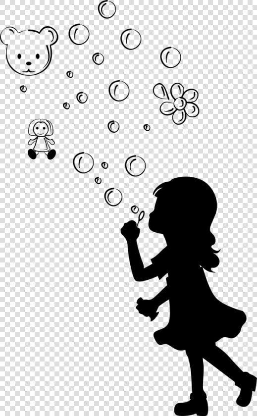 Little Girl Blowing Bubbles Silhouette  HD Png DownloadTransparent PNG