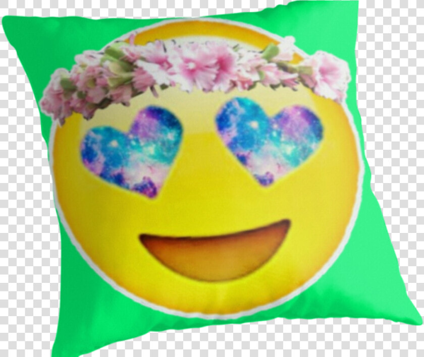 Flower Crown Galaxy Eyes Emoji Throw Pillows By Lucie   Galaxy Emoji Heart Eyes  HD Png DownloadTransparent PNG