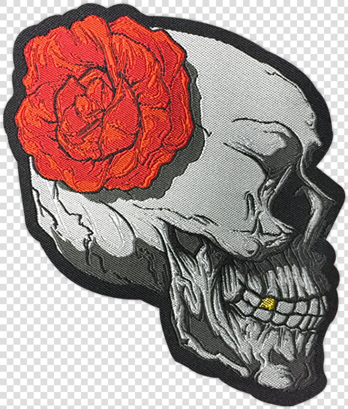 Skull And Rose Woven Patch   Skull  HD Png DownloadTransparent PNG