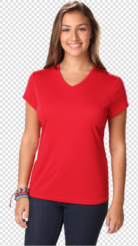 Ladies Value Wicking V neck T  HD Png DownloadTransparent PNG