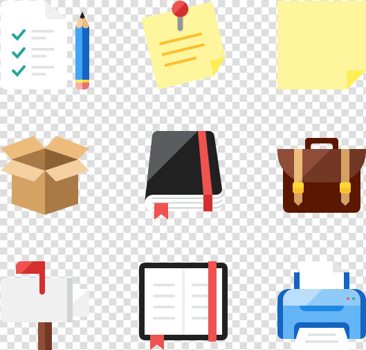 Essential Set   Office Colored Icons Vector  HD Png DownloadTransparent PNG