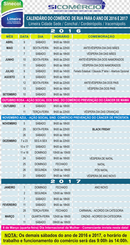 Cal Lim   Calendario Do Comercio 2017  HD Png DownloadTransparent PNG