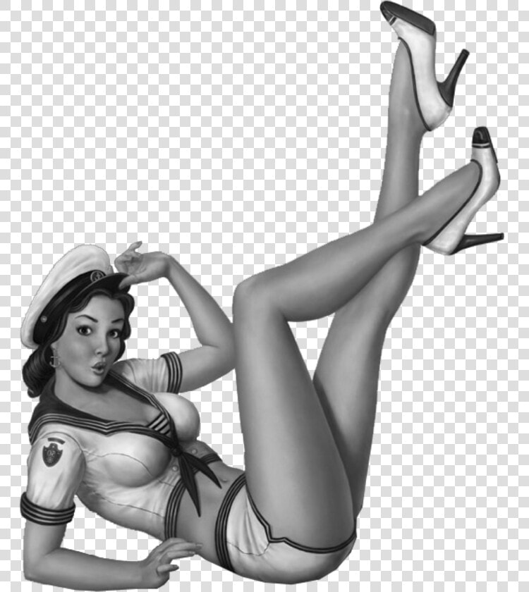  blackandwhite  pinupgirl  pinup  sailor  woman  girl   Pin Up Girl Sailor  HD Png DownloadTransparent PNG