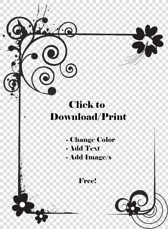 Page Border Black And White   Flower Black And White Border Design  HD Png DownloadTransparent PNG