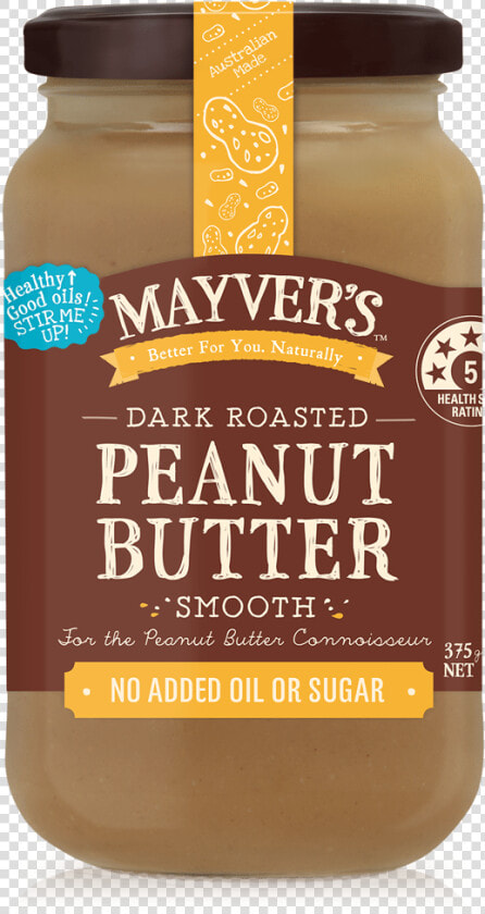 Mayvers Peanut Butter Dark Roasted Smooth 375g  HD Png DownloadTransparent PNG