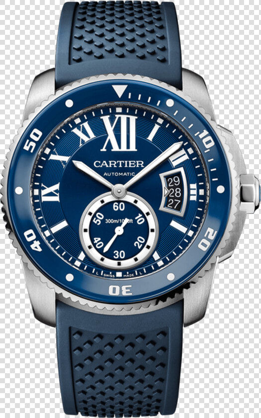 Calibre De Cartier Diver Blue Watch   Calibre De Cartier Blue  HD Png DownloadTransparent PNG