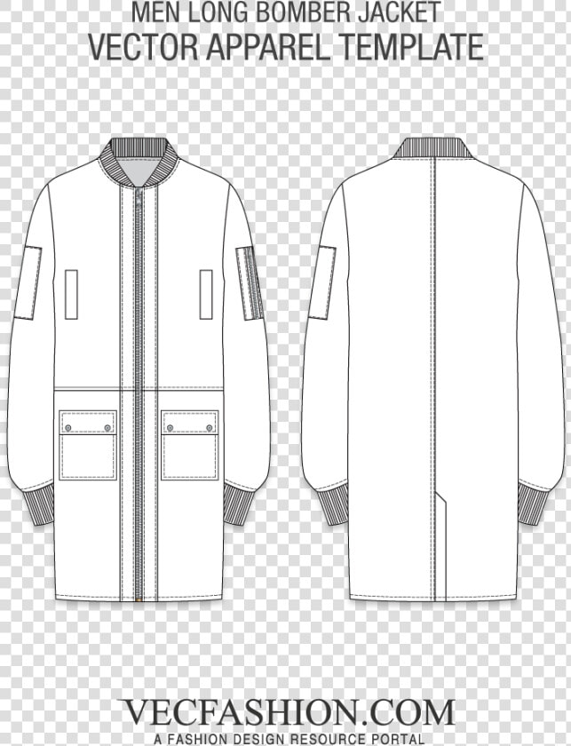 Men Long Bomber Jacket Template Class Lazyload Lazyload   Jacket Vector  HD Png DownloadTransparent PNG